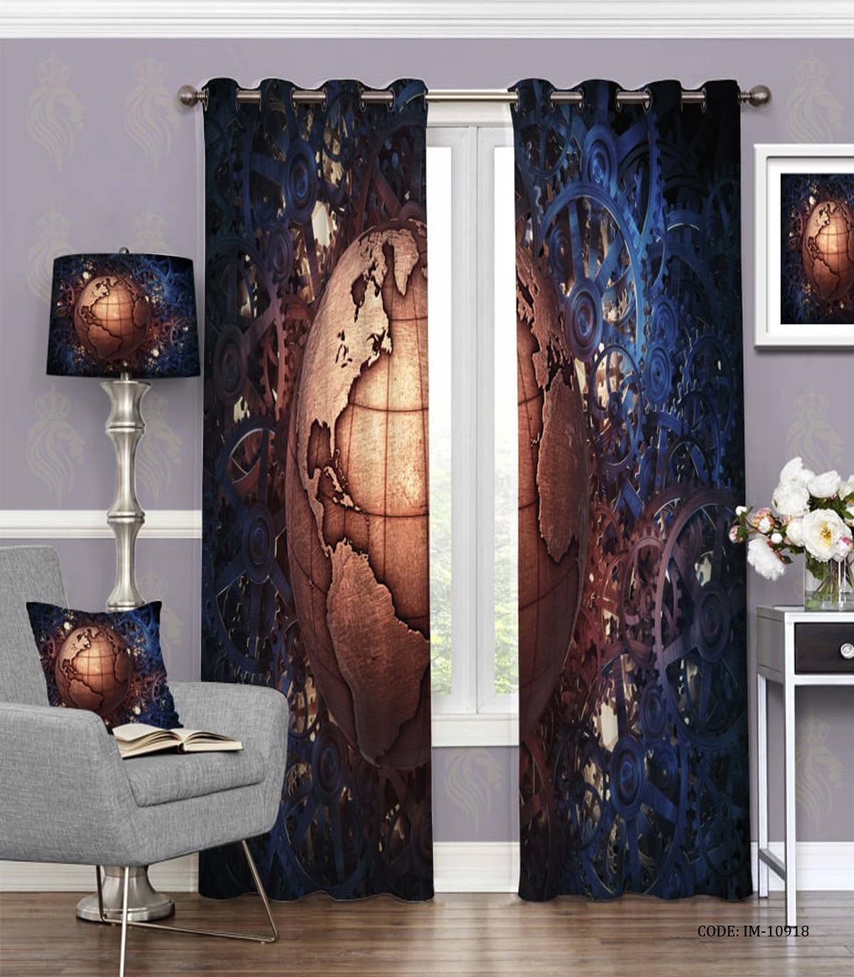 پرده پانچی سه بعدی طرح کره زمین