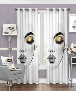 پرده پانچی آرایشگاهی طرح چهره زن مدل نیمرخ