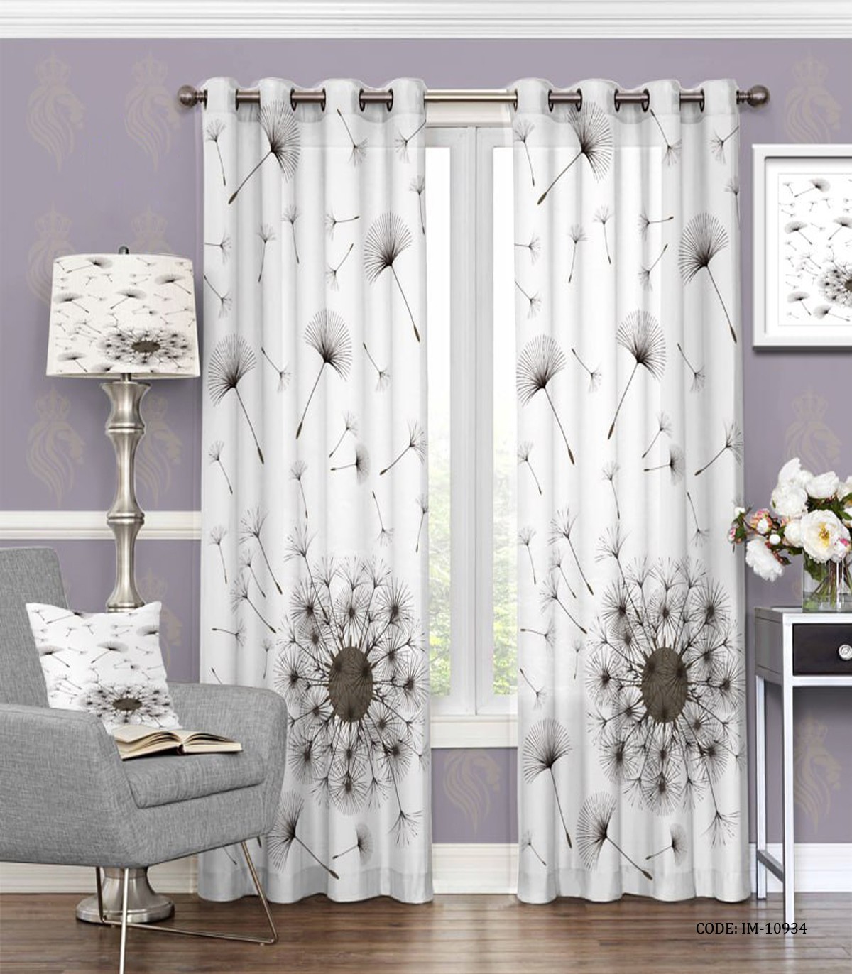 پرده پانچی سیاه و سفید مدل قاصدک