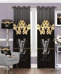 پرده پانچی مشکی طلایی طرح فانتزی اسپرت لویی ویتون