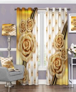 پرده پانچی شیک سفید طلایی اتاق پذیرایی مدل طلا