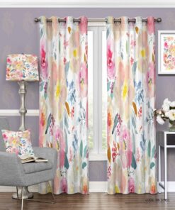 پرده پانچی رنگارنگ طرح آبرنگی مدل رستا