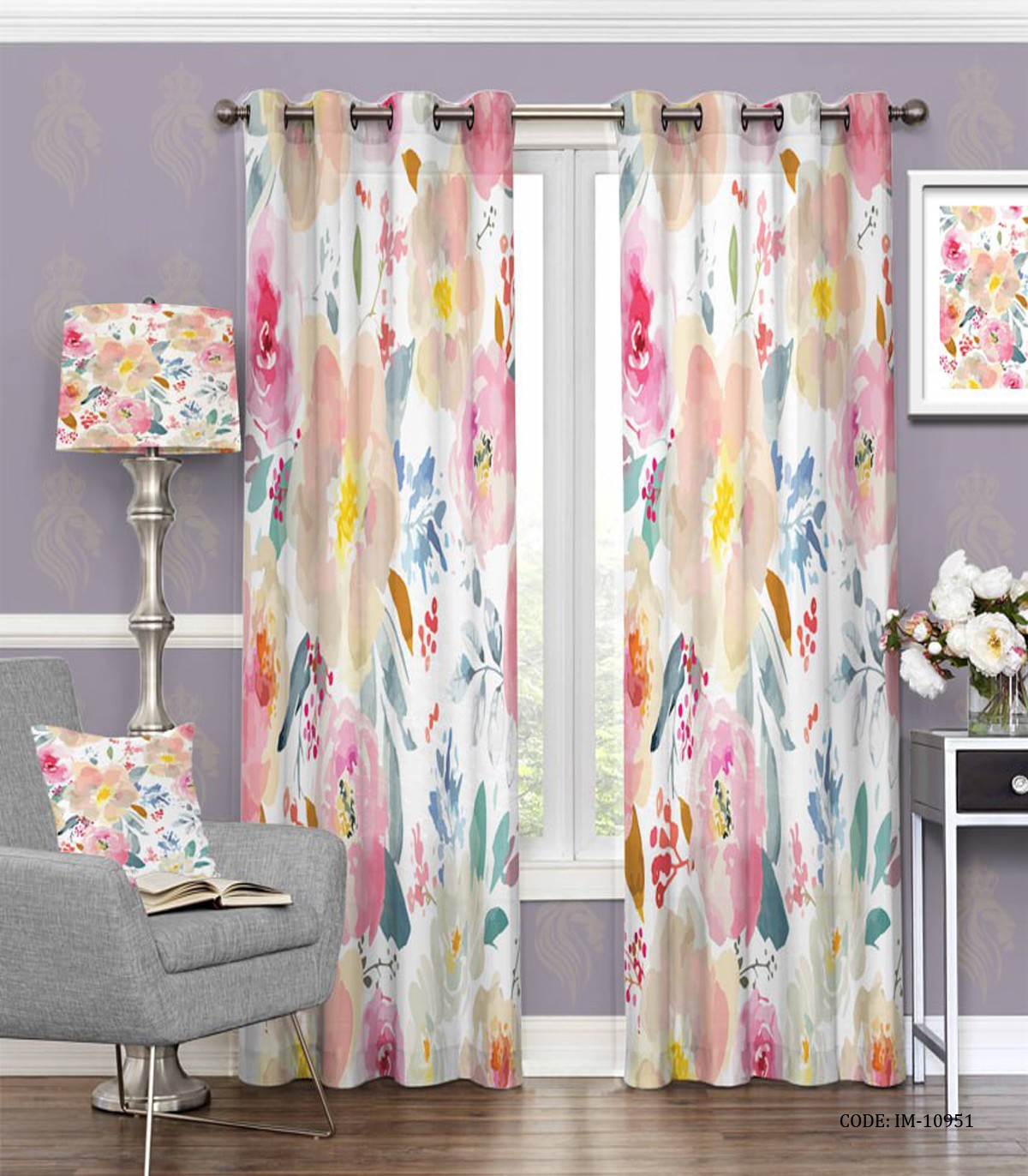 پرده پانچی رنگارنگ طرح آبرنگی مدل رستا