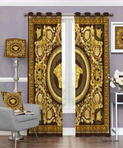پرده پانچی طلایی طرح برند ورساچه طلایی