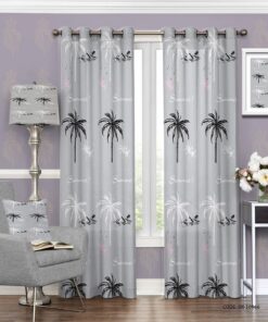 پرده پانچی ساده طوسی مشکل مدل نخل