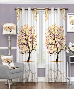 پرده پانچی طرح فانتزی مدل درخت پاییزی