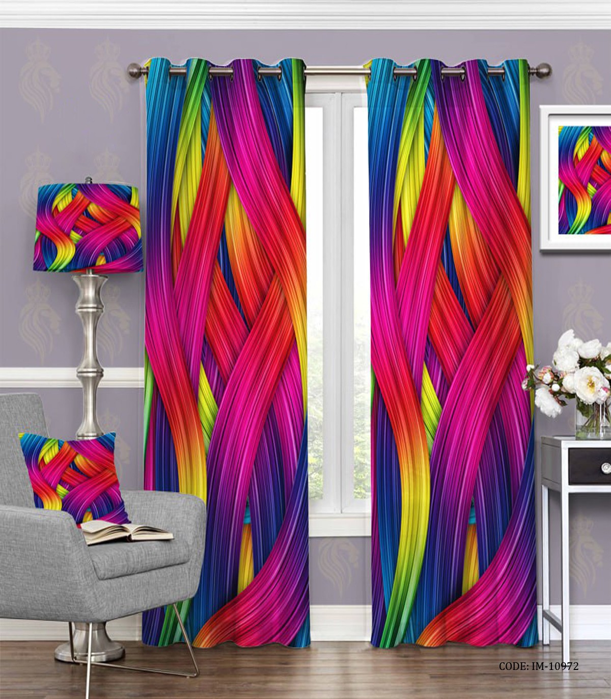 پرده پانچی با رنگ شاد مدل نیلا