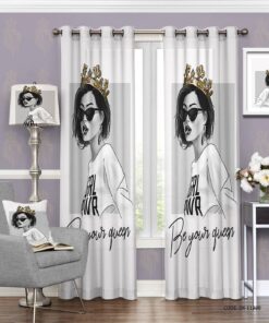 پرده پانچی اتاق دخترانه و آرایشگاهی طرح Be your Queen