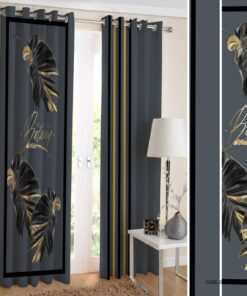 پرده پانچی مشکی طلایی طرح الین