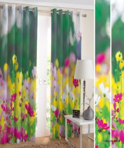 پرده پانچی طرح طبیعت مدل باغ گل