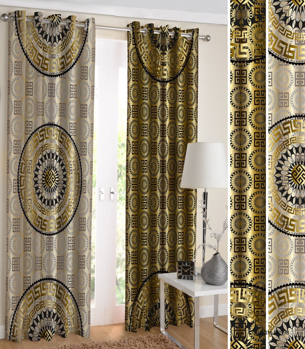 پرده پانچی لوکس بژ طلایی مدل ایلدا