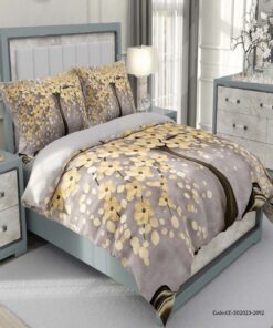 سرویس روتختی و ملحفه دوختدار دو نفره سه بعدی بهار مدل 2092