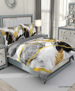 سرویس روتختی دو نفره طرح برگ و مرمریت طوسی طلایی