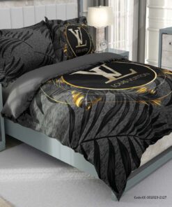 روتختی دو نفره مشکی طلایی ترکیب طرح هاوایی و لویی ویتون