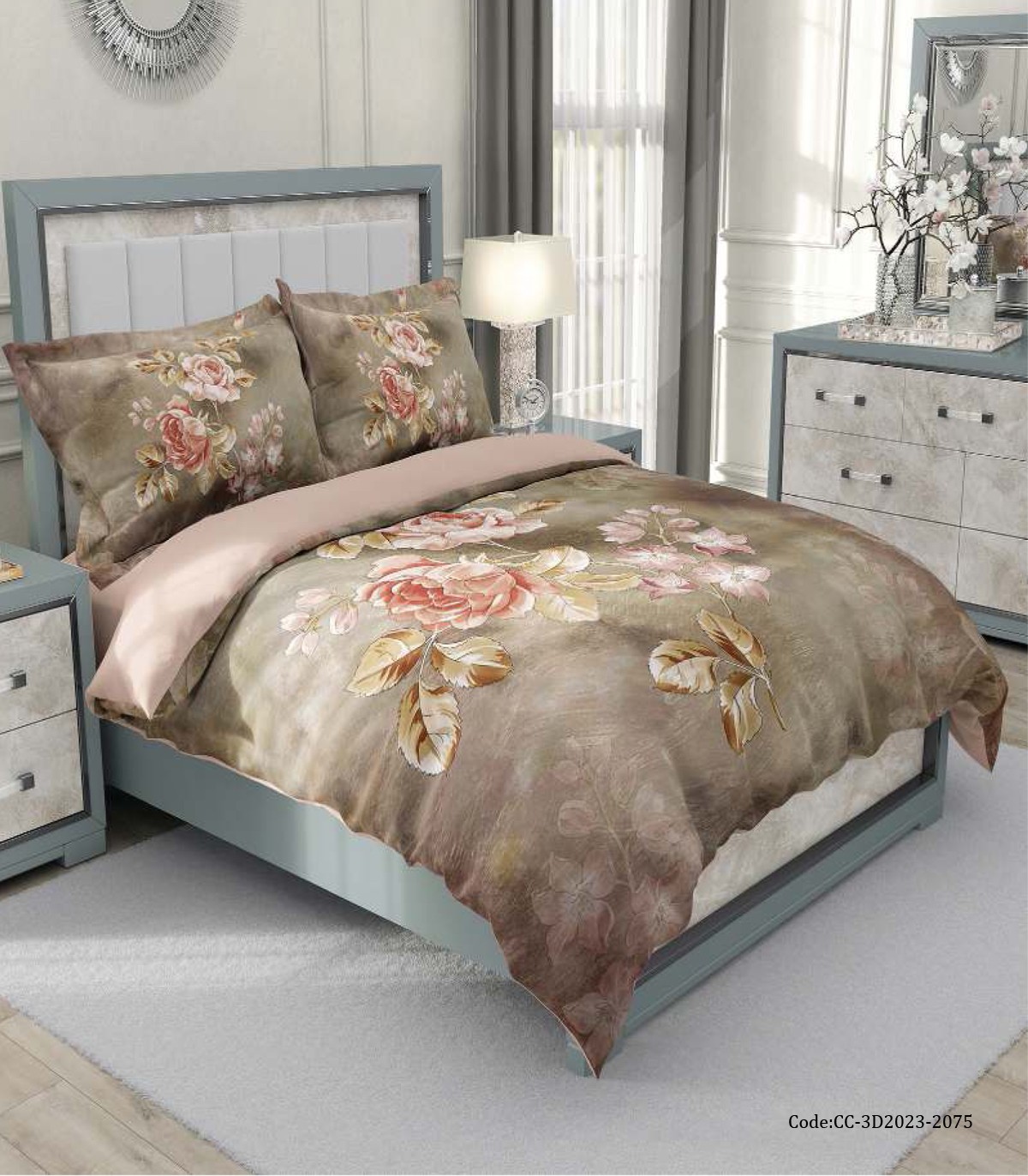 ست روتختی  دو نفره طرح گل مدل زرین