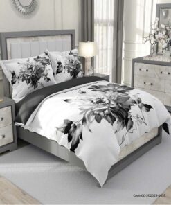 روتختی  دو نفره سفید مشکی طرح گل مدل رها