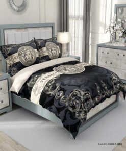 روتختی دو نفره شیک کرم مشکی طرح ورساچه