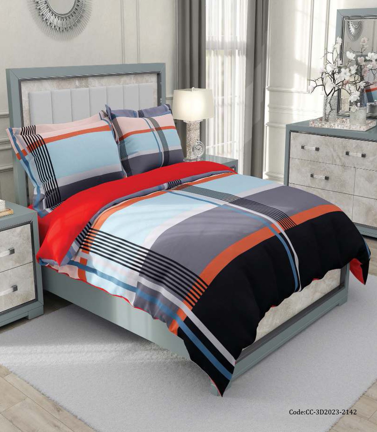 ست روتختی دو نفره اسپرت چهارخونه مدل آروین