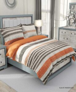 سرویس روتختی راه راه دو نفره کرم نارنجی مدل آریو