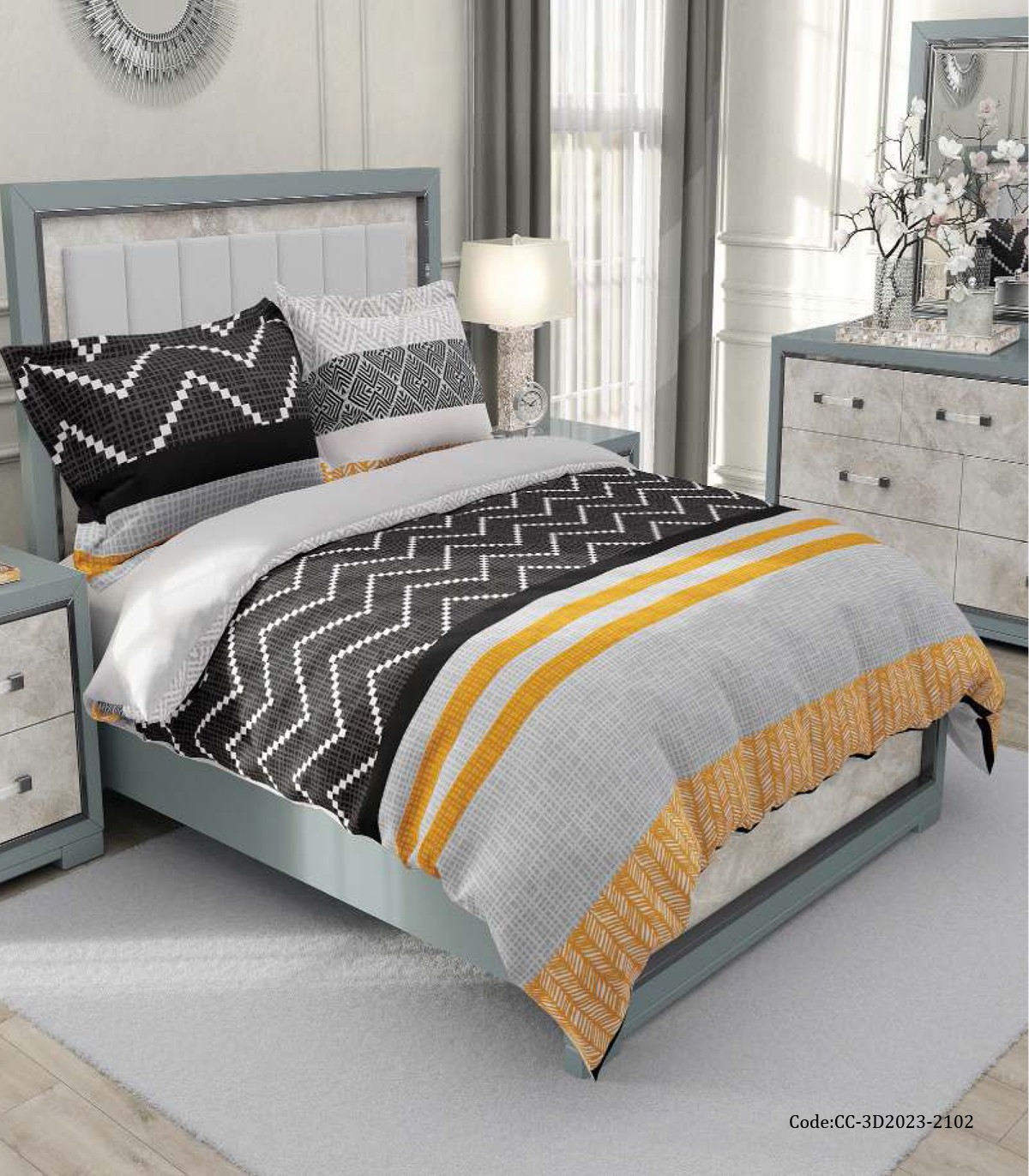 سرویس روتختی دو نفره اسپرت طوسی زرد مدل حنانه