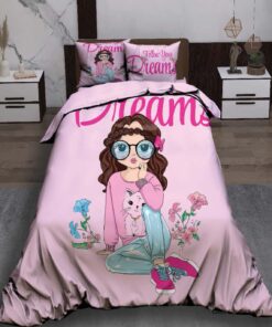 روتختی  کودک دخترانه صورتی طرح دختر مدل Follow Your Dream