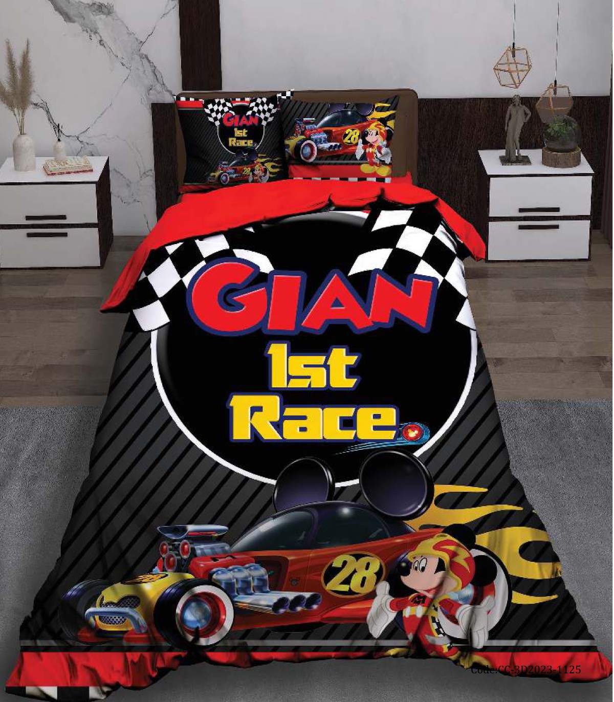 روتختی کودک پسرانه طرح ماشین مسابقه ای و میکی موس