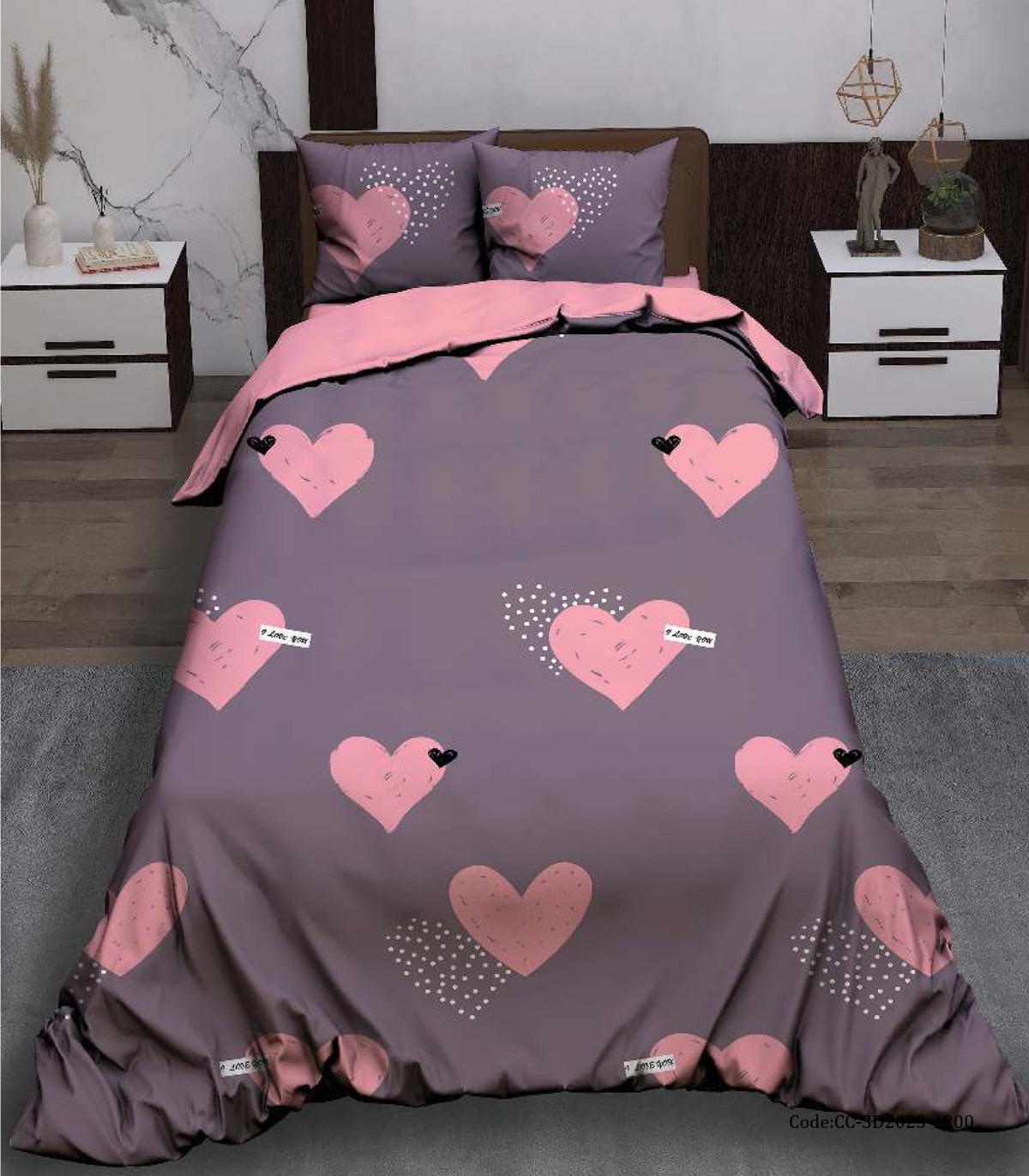 سرویس روتختی نوجوان دخترانه طرح قلبی مدل In love