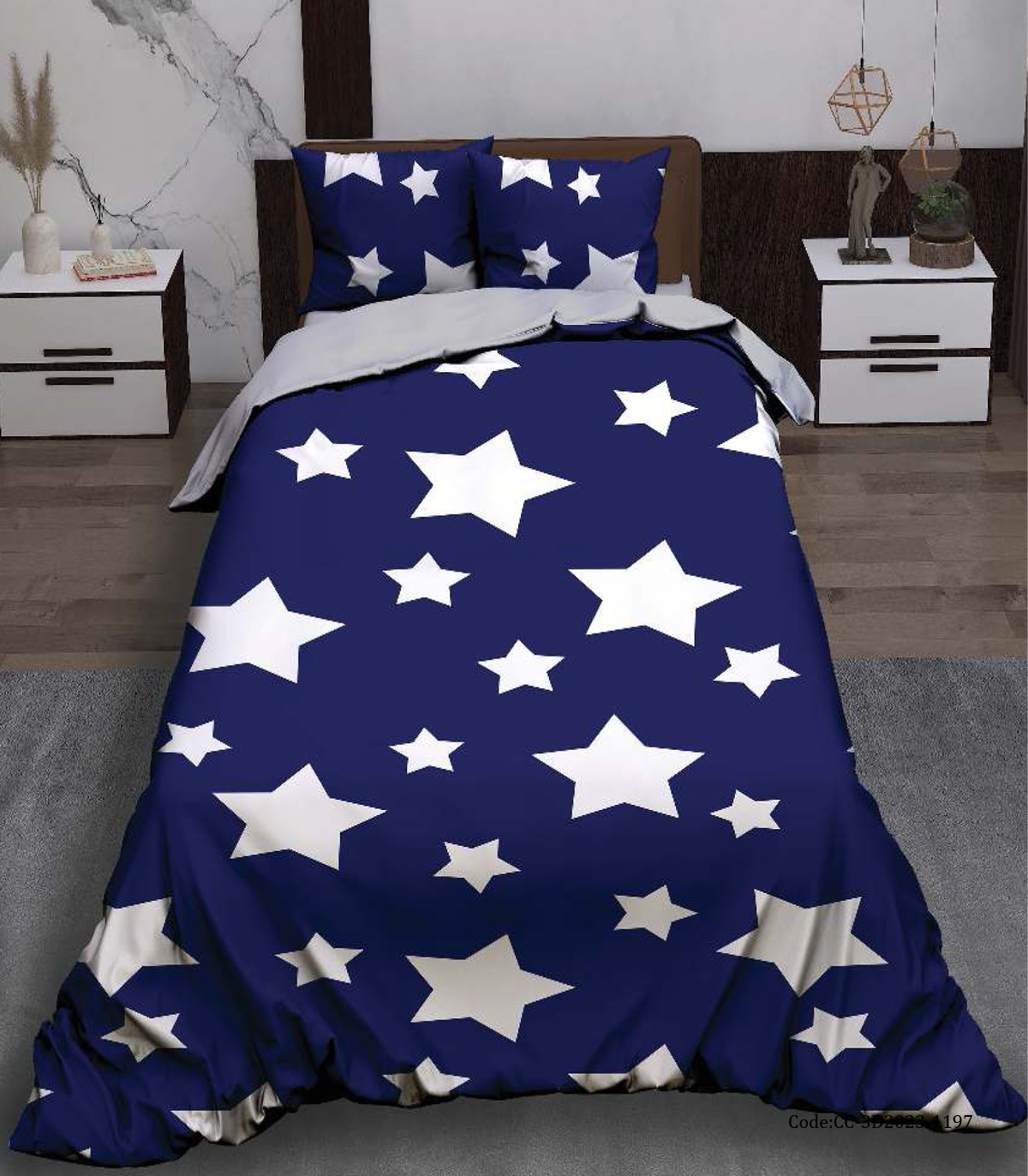 روتختی پسرانه نوجوان سفید آبی طرح ستاره مدل Last Night