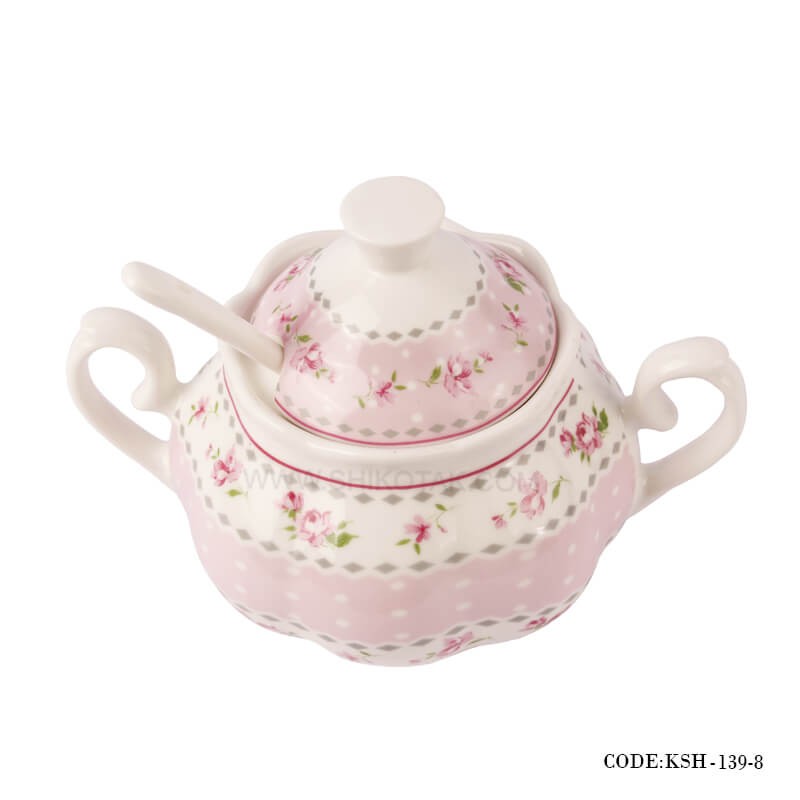 قندان چینی مدل آنجلا صورتی