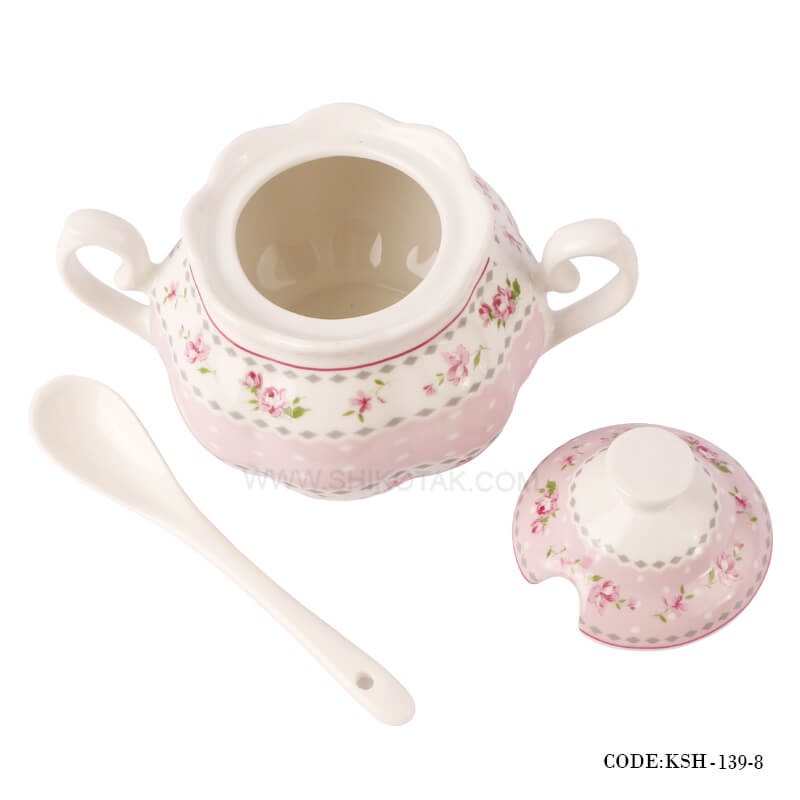 قندان چینی مدل آنجلا صورتی