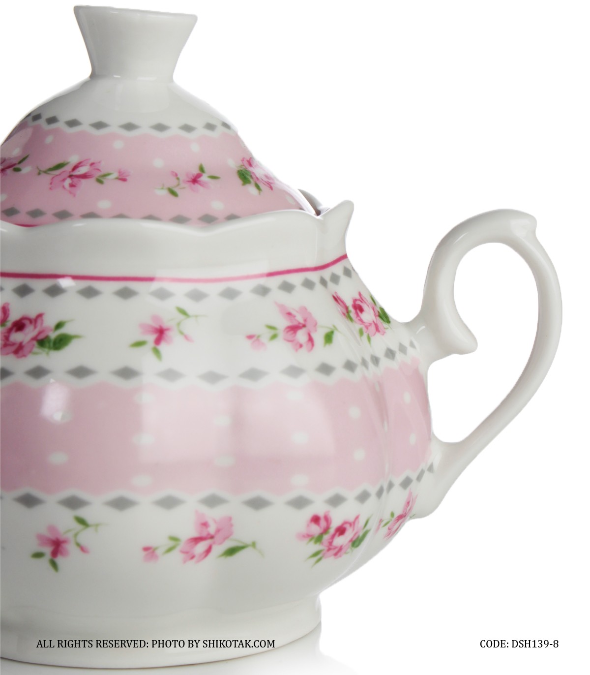 قندان چینی مدل آنجلا صورتی