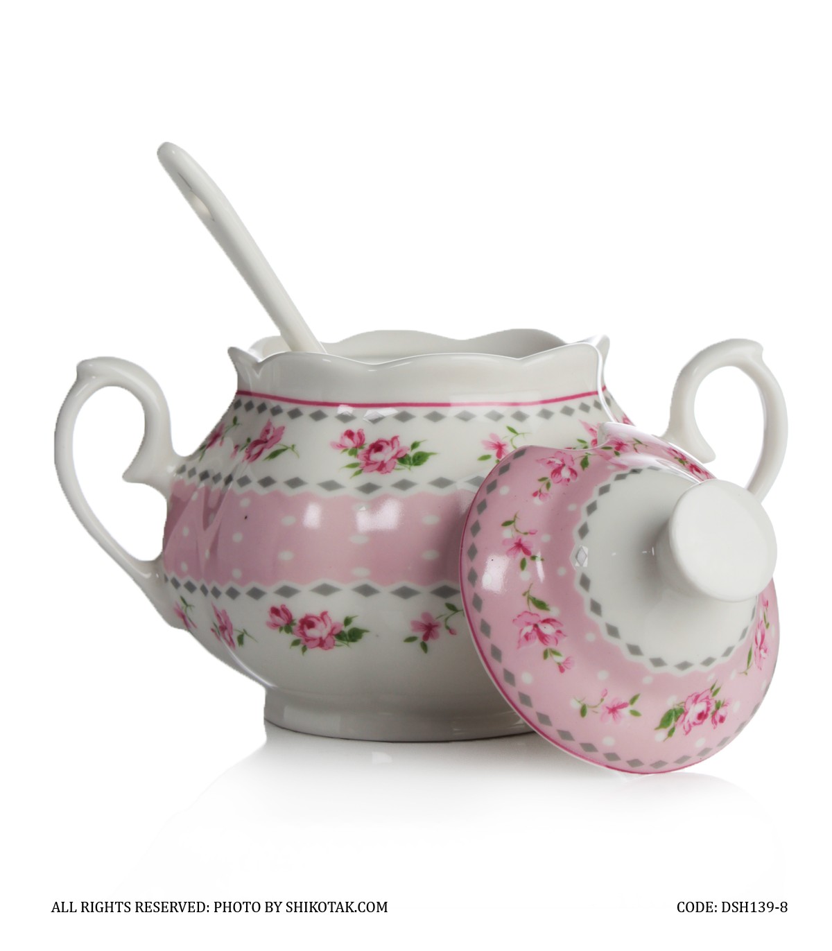 قندان چینی مدل آنجلا صورتی