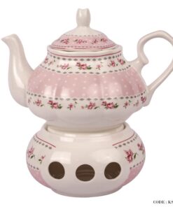 قوری چینی وارمر دار طرح آنجلا صورتی