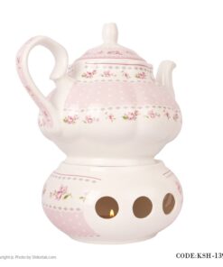 قوری چینی وارمر دار طرح آنجلا صورتی