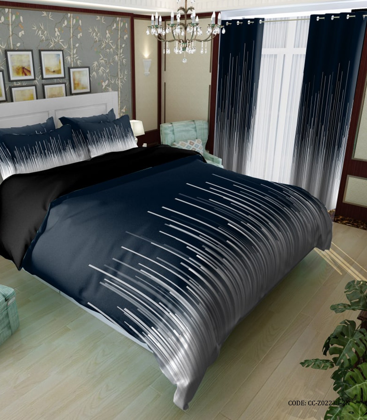 سرویس لحاف روتختی ساده طرح میله ای مدل گراف