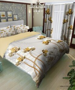 سرویس  روتختی گلدار طرح گل طلایی مدل شارون