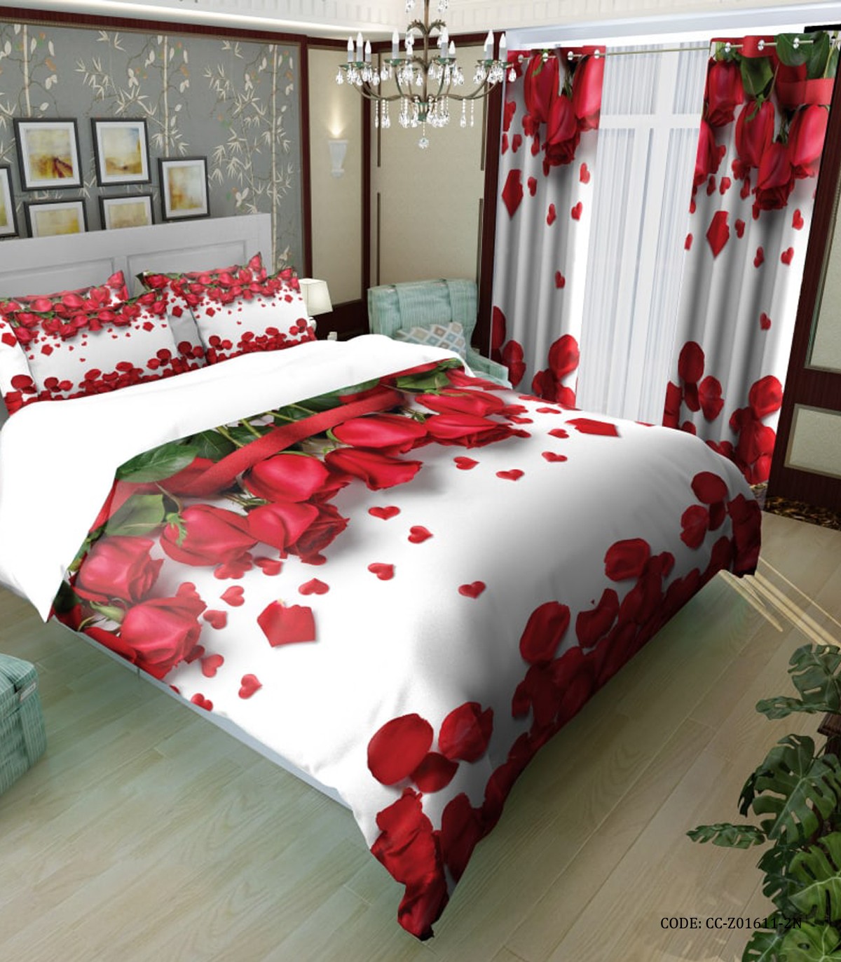 سرویس روتختی عروس طرح گل رز سه بعدی مدل Romance