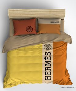 سرویس روتختی  اسپرت زرد نارنجی طرح برند HERMES