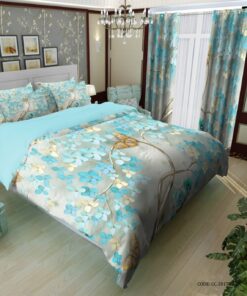 روتختی آبی طلایی  طرح گلدار مدل Flowery