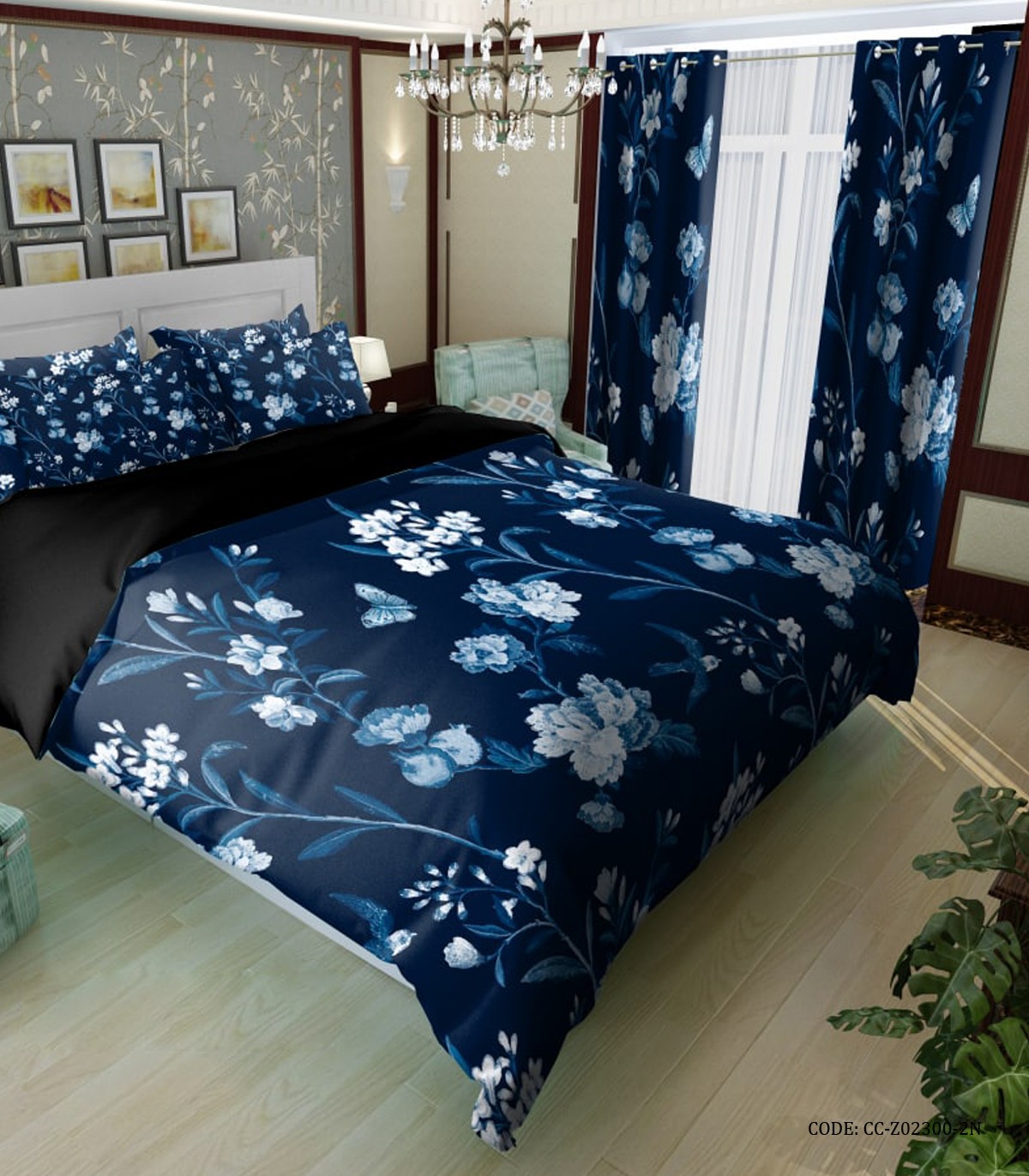 روتختی یک نفره و دو نفره طرح گلدار سورمه ای مدل بنفشه