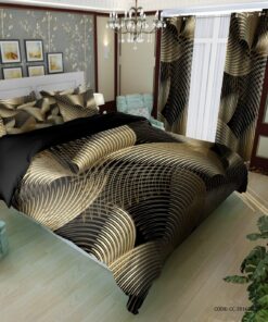 سرویس روتختی و لحاف دوختدار مشکی طلایی مدل الین
