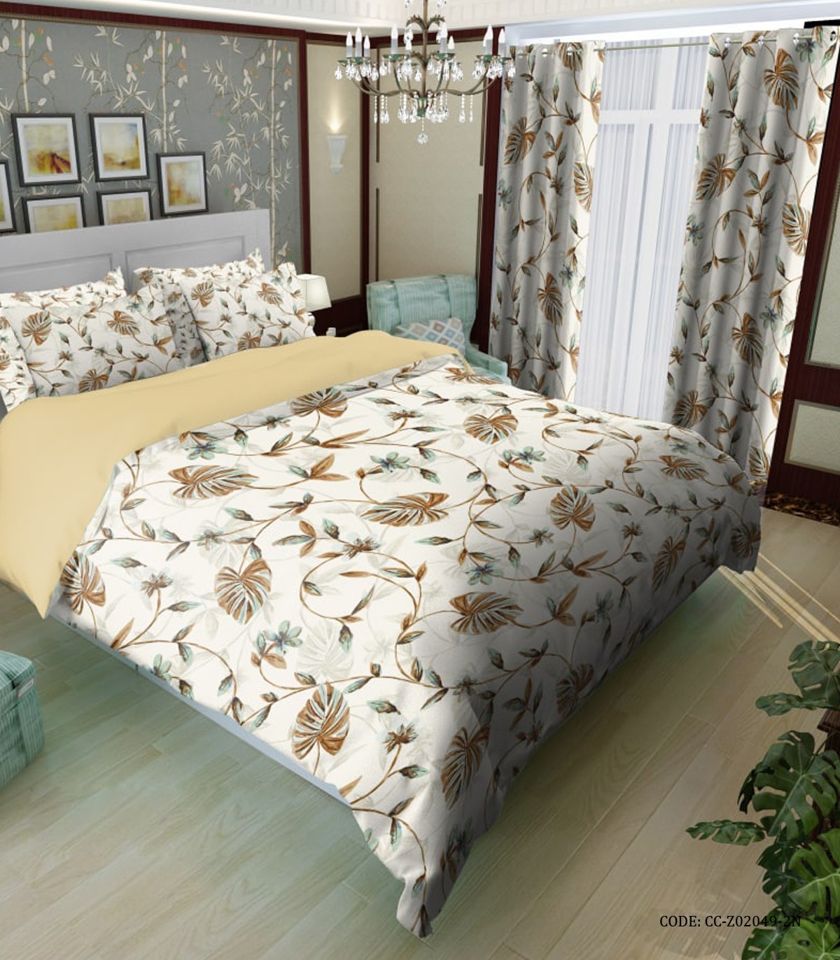 سرویس لحاف روتختی  طرح برگ و  شاخه مدل راسان