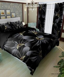 ست روتختی  لحاف دوختدار مشکی طرح گل مدل زانکو