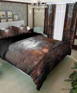 ست روتختی لحاف دوختدار دو نفره طرح جنگل پاییزی مدل آدوین