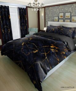 سرویس روتختی لحاف دوختدار دو نفره و یک نفره طرح مرمریت سورمه ای