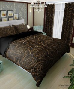 ست روتختی دو نفره شیک مشکی طلایی مدل سایمان