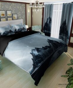 ست لحاف روتختی دو نفره سه بعدی طرح کوهستان زمستانی