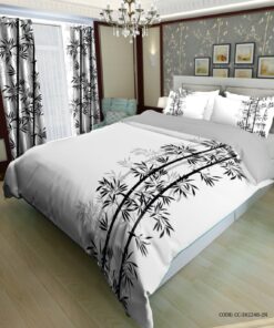 لحاف روتختی دونفره  سفید مشکی طرح بامبو  مدل باوند