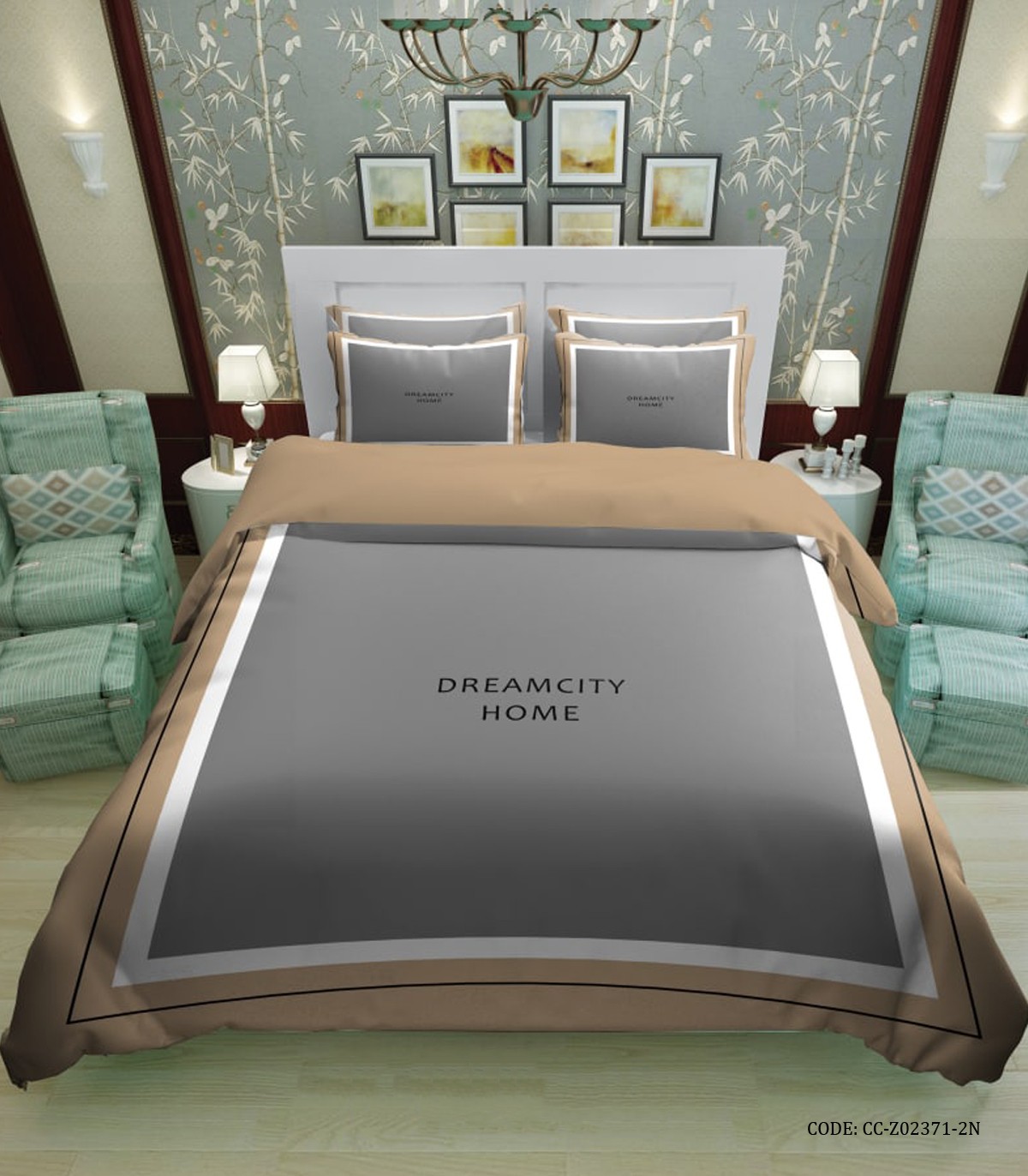 ست روتختی دونفره ساده اسپرت طوسی نسکافه ای طرح Deramatic House