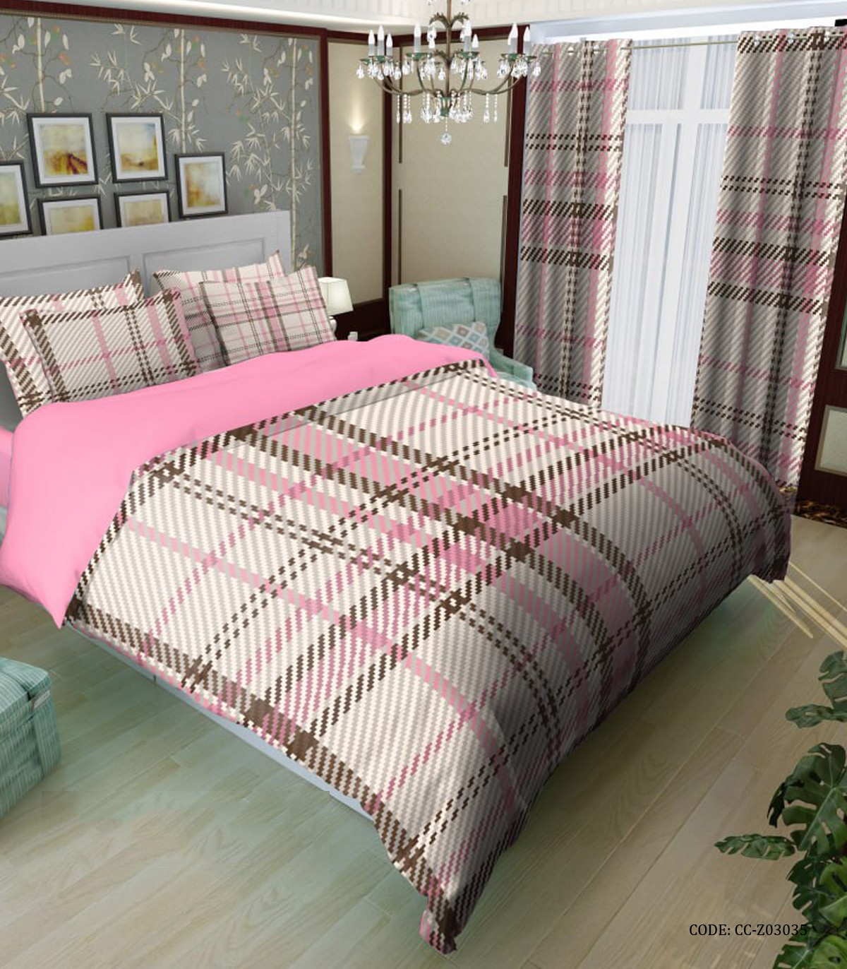 سرویس روتختی دخترانه اسپرت طرح چهارخونه مدل آریوس